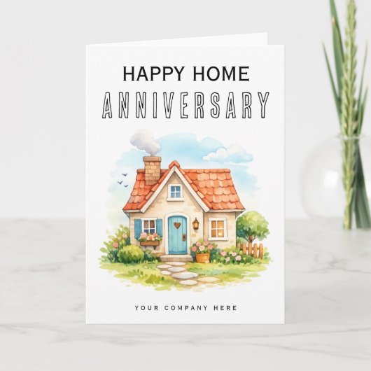 Happy Home Anniversary Colorful Watercolor カード (正面)