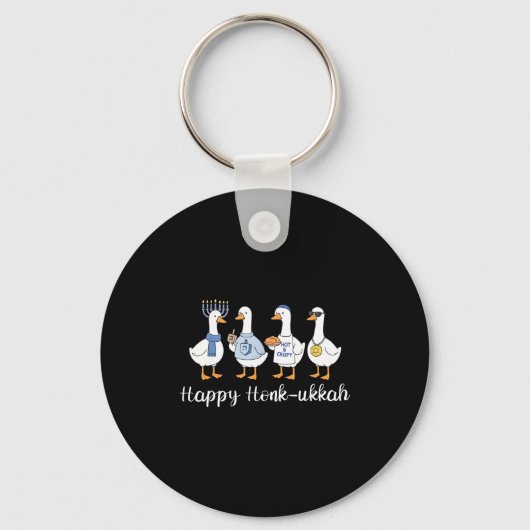 Happy Honk-ukkah Hanukkah Silly Goose Women Men Ki キーホルダー (正面)