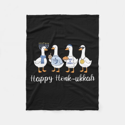 Happy Honk-ukkah Hanukkah Silly Goose Women Men Ki フリースブランケット (正面)