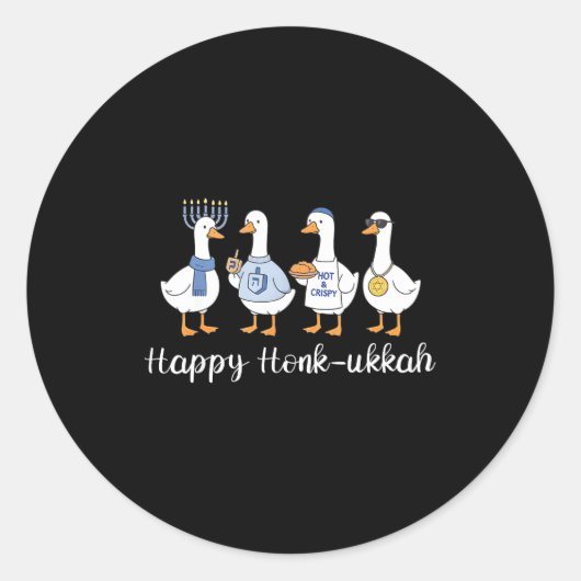 Happy Honk-ukkah Hanukkah Silly Goose Women Men Ki ラウンドシール (正面)