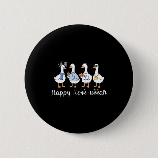 Happy Honk-ukkah Hanukkah Silly Goose Women Men Ki 缶バッジ (正面)