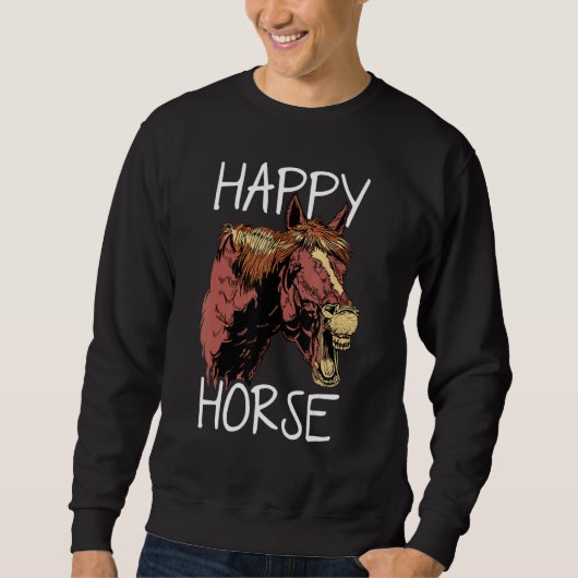 Happy Horse Graphic Horse Lover Equestrian Rider H スウェットシャツ (正面)