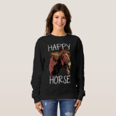 Happy Horse Graphic Horse Lover Equestrian Rider H スウェットシャツ (正面フル)