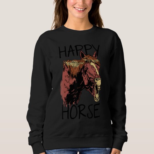 Happy Horse Graphic Horse Lover Equestrian Rider H スウェットシャツ (正面)