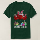 Happy Hour Bunny Ears Wine Lover Leopard Easter Eg Tシャツ (デザイン正面)