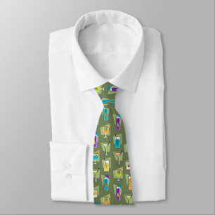 Happy Hour Fifties Cocktail Moss Green Tie ネクタイ