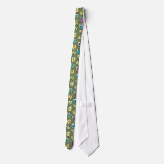 Happy Hour Fifties Cocktail Moss Green Tie ネクタイ (裏面)