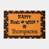 Happy Howl-o-Ween Custom Dog Halloween Door Mat ドアマット (正面)