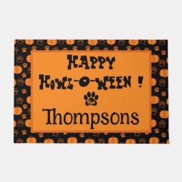 Happy Howl-o-Ween Custom Dog Halloween Door Mat ドアマット