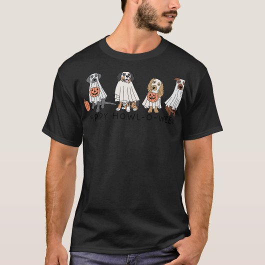 Happy Howl O Ween Cute Ghost Dog Funny Halloween C Tシャツ (正面)
