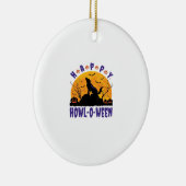 Happy Howl O Ween Howling Halloween Dog Essential セラミックオーナメント (右)