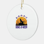 Happy Howl O Ween Howling Halloween Dog Essential セラミックオーナメント (左)