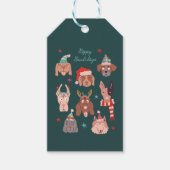 Happy Howlidaysかわいいクリスマスドッググリーン ギフトタグ (正面)