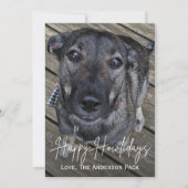 Happy Howlidaysかわいい犬の写真クリスマス シーズンカード (正面)