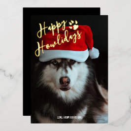Happy Howlidaysのパーソナライズされた写真 箔シーズンカード