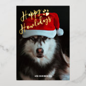 Happy Howlidaysのパーソナライズされた写真 箔シーズンカード (正面)