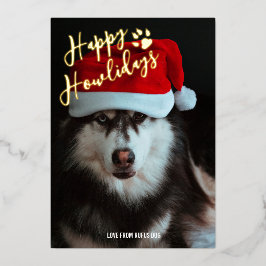 Happy Howlidaysのパーソナライズされた写真 箔シーズンカード