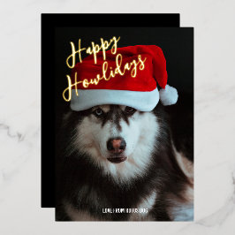 Happy Howlidaysのパーソナライズされた写真 箔シーズンカード