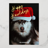 Happy Howlidaysのパーソナライズされた写真 箔シーズンカード (正面)