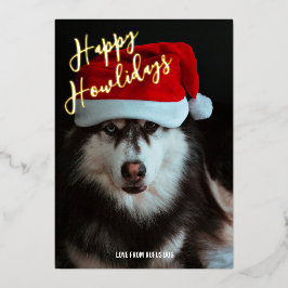 Happy Howlidaysのパーソナライズされた写真 箔シーズンカード