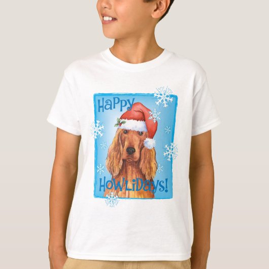 Happy HowlidaysアイリッシュセッターTシャツ Tシャツ (正面)