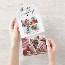 Happy Howlidaysフォトコラージュ犬クリスマスカード オールインワン招待状