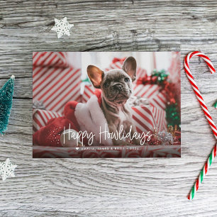 Happy Howlidaysフォトペ独身のットクリスマス シーズンカード