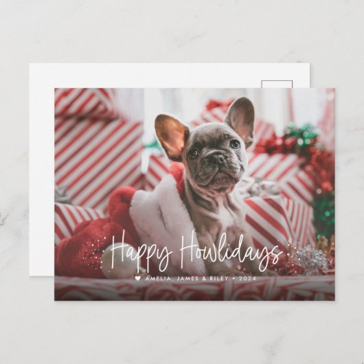Happy Howlidaysフォトペ独身のットクリスマス シーズンポストカード (正面/裏面)