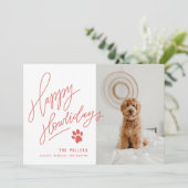 Happy Howlidaysポーペットドッグクリスマスフォト シーズンカード (スタンド正面)