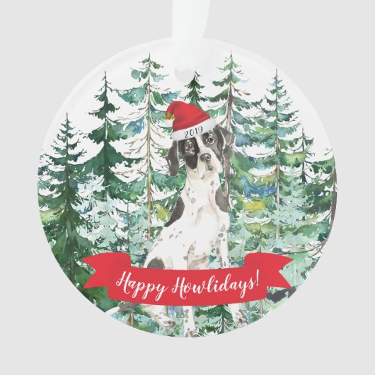Happy Howlidays英語ポインタークリスマス オーナメント (正面)