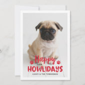 Happy Howlidays赤い子犬の写真 シーズンカード (正面)