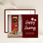 Happy Howlidays赤い書道ペットの写真 シーズンポストカード<br><div class="desc">Happy Howlidays赤い書道ペット写真の休日はがき。このフェスティバルとホリデーカードで愛する人に休日の挨拶をモダン送りなさい。すべての文字は、自分の詳細で簡単かつ迅速にパーソナライズするために事前に配置されている。ハッピーホリデー！</div>