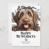 Happy Howlidays金髪のポインティンググリフォン犬 シーズンカード (正面)