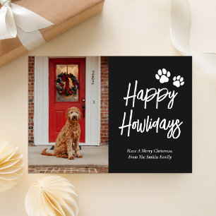 Happy Howlidays黒書道ペットの写真 シーズンカード