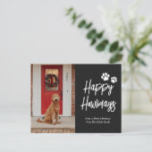 Happy Howlidays黒書道ペットの写真 シーズンポストカード (スタンド正面)