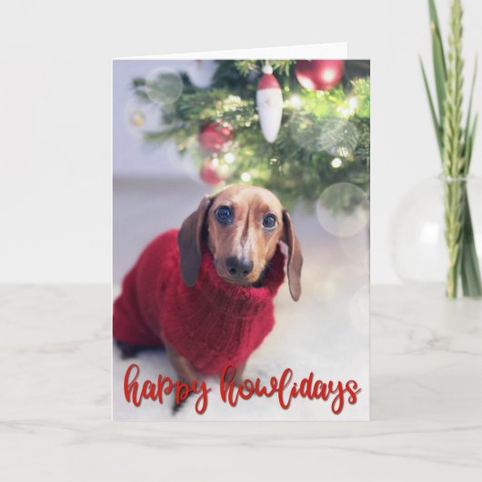 Happy Howlidays – あなたの犬の写真を追加 カード (正面)