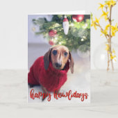 Happy Howlidays – あなたの犬の写真を追加 カード (黄色い花)