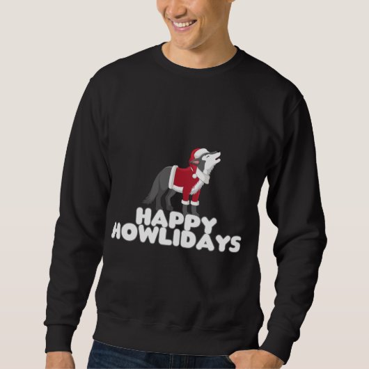 Happy Howlidays – かわいいクリスマスオオカミ犬の子犬 スウェットシャツ (正面)