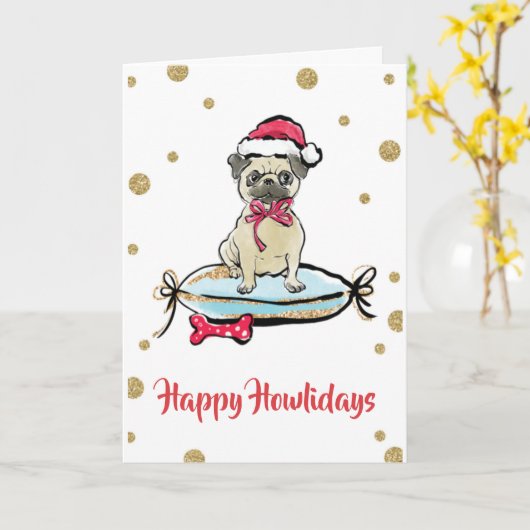 Happy Howlidays カード (黄色い花)