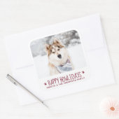 Happy HOWLidays パーソナライズされた Pet Photo スクエアシール (封筒)