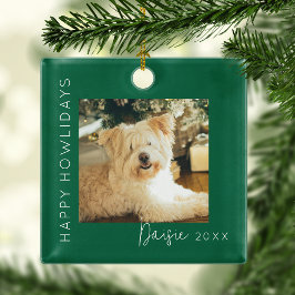Happy Howlidays | ペットの写真のクリスマスツリー メタルオーナメント