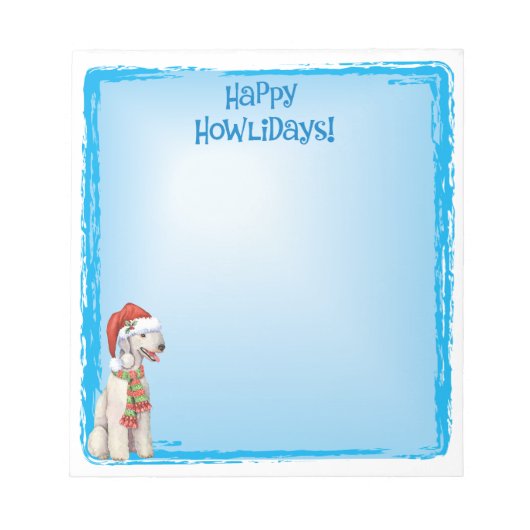 Happy Howlidays Bedlington Terrierメモ帳 ノートパッド (正面)