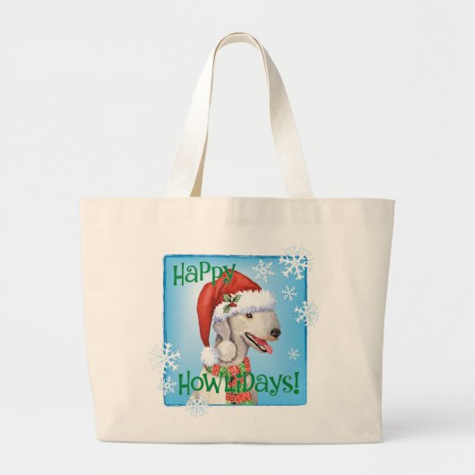 Happy Howlidays Bedlington Terrier Large Tote Bag ラージトートバッグ (正面)