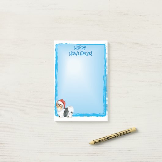 Happy Howlidays Biewer Terrier Post-it Notes ポストイット (デスク上)