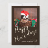 Happy Howlidays Brown Paw Dog写真 シーズンカード (正面)