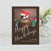 Happy Howlidays Brown Paw Dog写真 シーズンカード (スタンド正面)