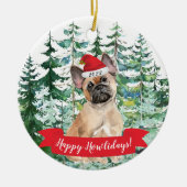 Happy Howlidays Buldog フランスの Dog Christmas Ornam セラミックオーナメント (正面)