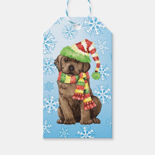 Happy Howlidays Chocolate Lab ギフトタグ (正面)