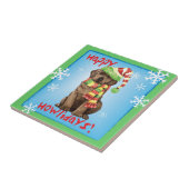 Happy Howlidays Chocolate Lab タイル (側面)