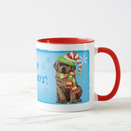 Happy Howlidays Chocolate Lab マグカップ (右)